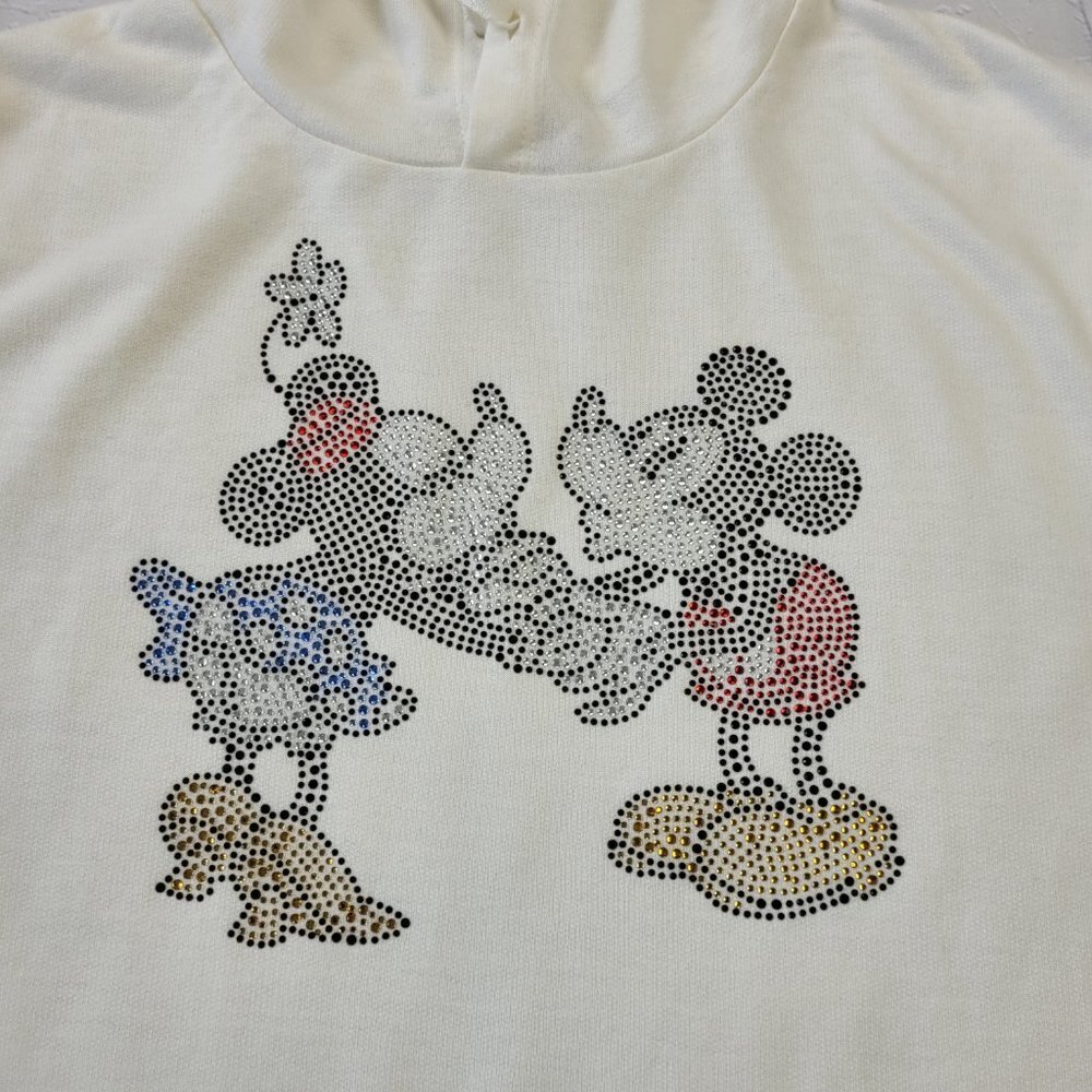 ✅ Disney Parks woman’s Minnie&Mickey hooded sweatshirt size M ivory white - Picture 6 of 10
